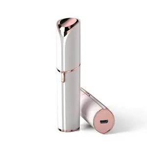 Facial Hair Remover for Women, Portable Lipstick Design, Eyebrow Trimmer for Women, Painless Hair Removal Device, Portable Womens Facial Hair Remover for Face, Upper Lip Chin, Armpits, usb Rechargeable, included 2 x Replacement Heads
