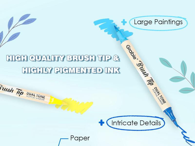 [Flash Sale] Grabie Dual Tip Acrylic Marker Set Of 36, Paint Pens markers artmarkers acrylic paintmarkers brushpen acrylic pens brushmarkers coloring book, artist supplies, artist tools, waterproof ink, creative tools, gift for valentines's day