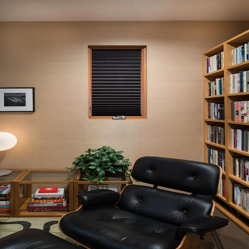 No Tools Original Blackout Pleated Paper Shade Black, 36 in x 72 in, Original Design, No Tools Included