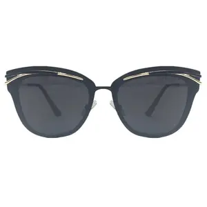 Unisex Candy Black Sunglasses with Gold Eyebrow Frame and Smoke Grey Lens