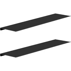 20" Floating Shelves for Wall, Long Metal Wall Mounted Shelf for Bathroom, Bedroom, Living Room, Kitchen, Display Hanging Shelves for Books/Storage/Room Decor 2 Packs, Black