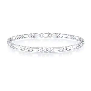 Silver Bracelet for Men Mens Bracelet Solid 925 Sterling Silver Clasp Figaro Bracelet for Men 4mm Chain Bracelet for Men Mens Silver Bracelet Sterling Silver Bracelet for Men Mens Jewelry 8.5 Inches