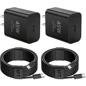 45W Super Type-C Fast Charging Kit (1/2/3-Piece Set) USB-C Super Fast Charger (includes 6-foot USB-C cable), compatible for Samsung Galaxy S26+/Ultra, S25/S24/S23/S22+/Ultra/21/S20, Tab S9, iPhone 17/16/15, and other models
