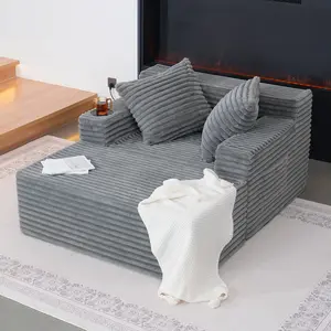 Lilypelle Oversized Chaise Lounge Chair Indoor, Multifunctional Boneless Sofa Bed with Storage Ottoman and Pillows, Upholstered Cloud Sofas Couches, Plush Chair Bed for Living Room, Bedroom