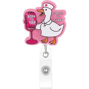 Cute  Silly Goose Badge Reel, Funny Retractable Nurse Badge Reel with Clip,  Nurse Badge Holder for  Doctors Social Worker