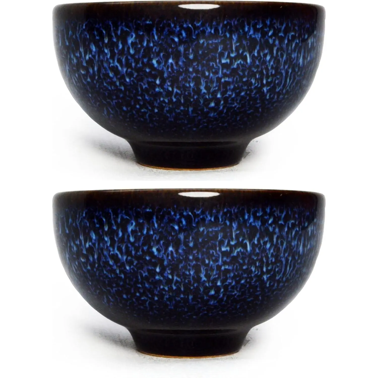 Liang baobao Small Porcelain Cup 3oz,Ceramic Gongfu Tea Cup Set of 2, Chinese Kiln Change Starry Blue Glaze Cups