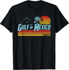 Gulf of Mexico Est 1550 Retro Vintage Beach T-Shirt | Unisex Cotton Tee, Short Sleeve, Crewneck, Size S-5XL