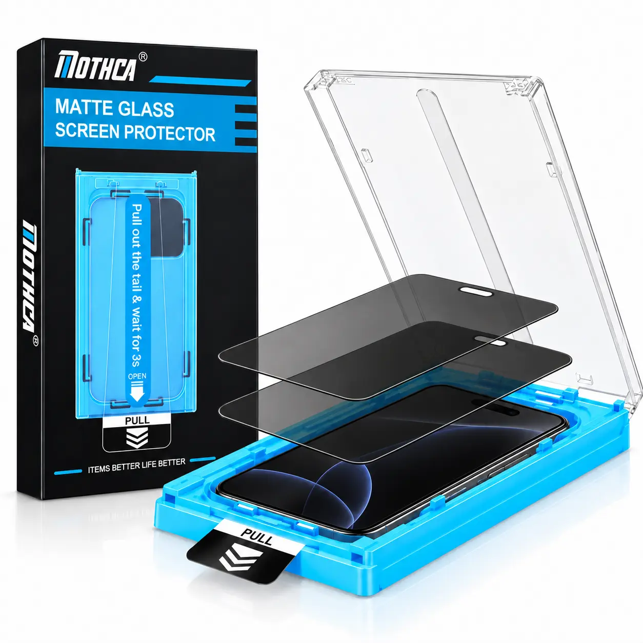 Mothca 2-Pack Privacy Screen Protective Glass for iPhone 18 Pro Max/17 Pro Max 6.9-in, Matte Surface or Red Privacy, Dust-Free Auto Fit Box, Spy-Blocking, Glare-Reducing, Fingerprint-Resistant Full Coverage Tempered Glass