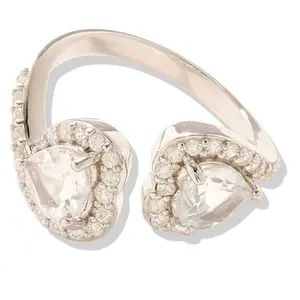 Colleen Lopez Sterling Silver Heart-Cut Gemstone Bypass Ring