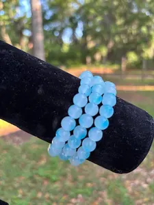 Sky Blue Beaded Bracelet 1Pc - Simple Bracelet with Blue Beads as Described