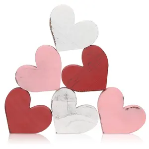 6-Piece Valentine's Day Tiered Tray Decor, Rustic Wooden Heart Decorations, perfect for coffee bars, dining tables, mantels, living room bookshelves, office desks, and entryways; farmhouse style party centerpieces, Valentine's party props, #mothersday