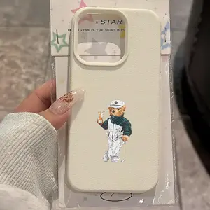 High-End Fashion Golf Bear UV Print Protective Phone Case, Fits iPhone XR 11 to 17, Pro Max & Plus, Samsung Series, Creative Design, Perfect Gift