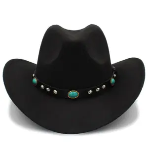 Western Cowboy, Cowgirl Hat, Turquoise Strap, Men Women Retro Wide Brim