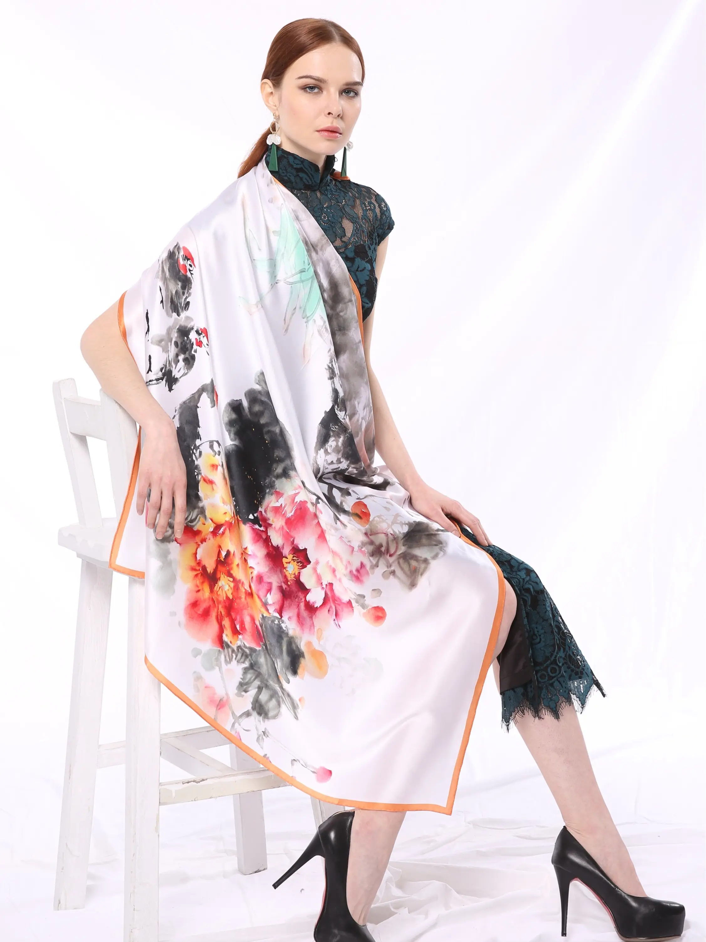 Jeelow Exquisite 100% Real Mulberry Silk Scarf - Opulent 16 Momme Large Square Wrap, 39x39 Inch, Luxurious Accessory for Evening Wear & Daily Elegance