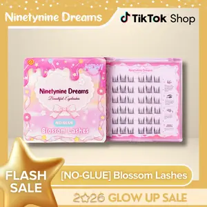 Ninetynine Dreams [NO GLUE] Blossom Self-Adhesive Lashes | Press-On No Glue Required Lash Clusters 9–13 mm C++ Curl — Natural Spiky Anime Douyin Style, Ultra-Thin Self-Stick Band, Lightweight & Beginner-Friendly Must-Have False Eyelashes