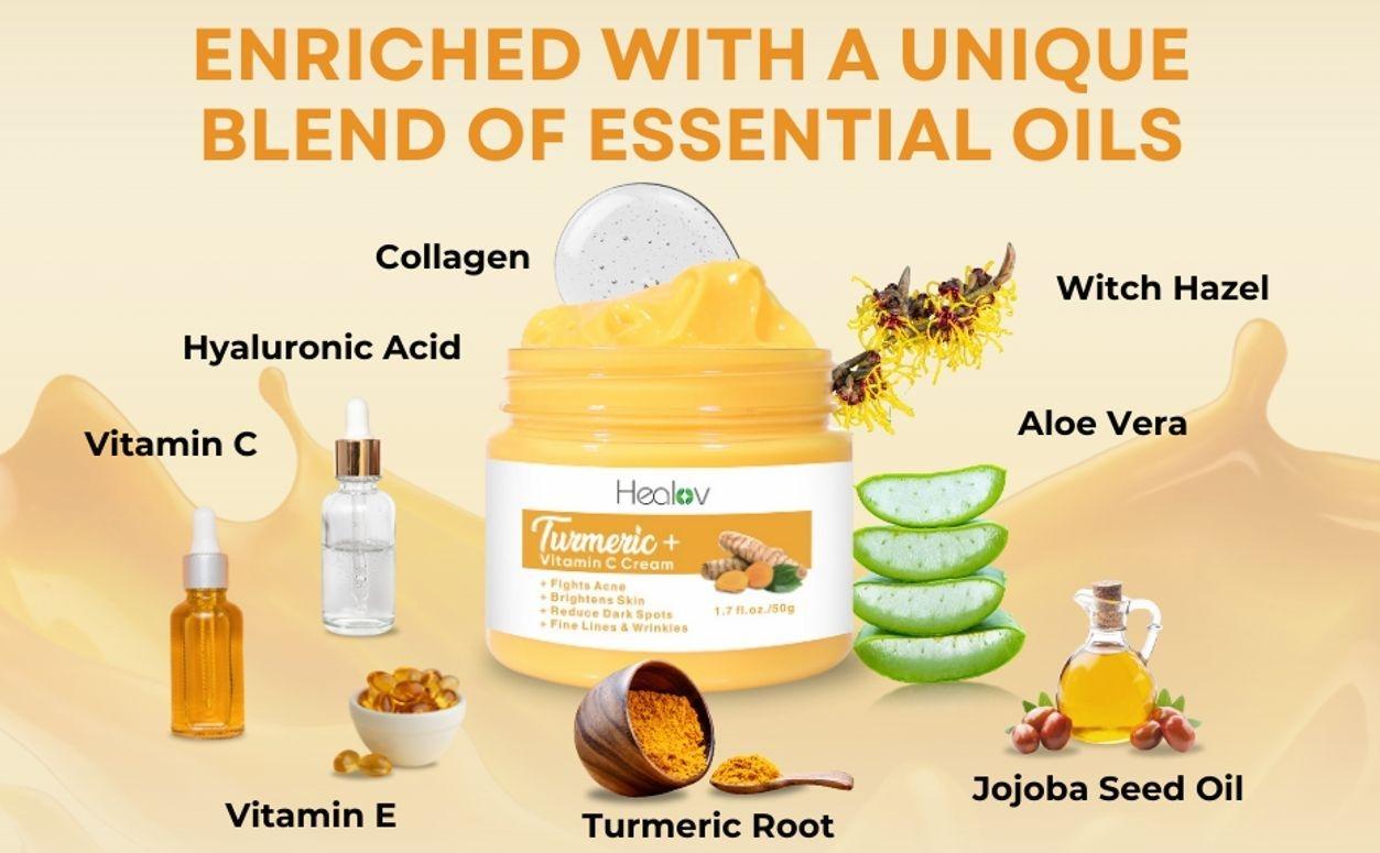 Turmeric Face Cream for Face & Body - All Natural Turmeric Skin Brightening Lotion - Turmeric Cleanses Skin, Fights Acne, Evens Tone, Fades Scars, Sun Damage, & Age Spots - Pure Turmeric Cream Healing