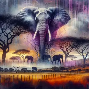 Mystical Elephant African Savannah Art Painting Diamond Painting 5D DIY Diamond Painting Kit Full Drill Square Round Diamonds Embroidery Cross Stitch Art Craft Home Wall Decor Art Gift For Home Handmade Decorative Painting Set, Handmade Gifts