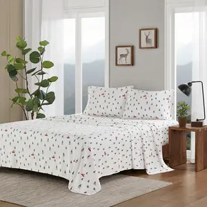 Woolrich Cotton Flannel Bedroom Bedding Set, WR20-3957 Green Tree Trip California King Bedsheet Set, 108x102x0.13 in