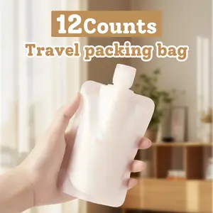 12 Counts Reusable Plastic Pouches, Lightweight Refillable Liquid Bags for Camping and Hiking Resealable Bags Travel Storage