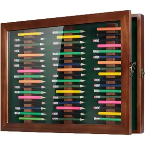 Golf Pencil Display Case Holds 51 Round or Octagonal Golf Pencils  Wall Mount Clear Display Case with  Dust UV Cover