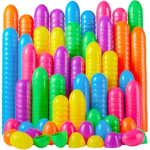 50 PCS 2.3" Easter Eggs, Empty Plastic Eggs Fillable Colorful Bright Eggshell Bulks for Easter Hunt, Filling Treats, Party Favor, Basket Stuffers, Classroom Prize Supplies