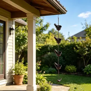 Bird Cup Rain Chain, Vintage Metal Gutter Drainage, Garden Landscape Decor, Fall Harvest, Christmas, Perfect Holiday Gift