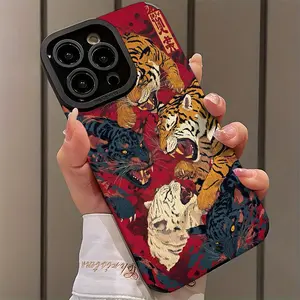 Abstract Tiger Fight Design Shockproof Ultra-Thin Protective Phone Case Cover for iPhone 17/16/15/14/13/12/11/plus/pro Max, Dust-Proof and Beautiful Gift Accessories Casing