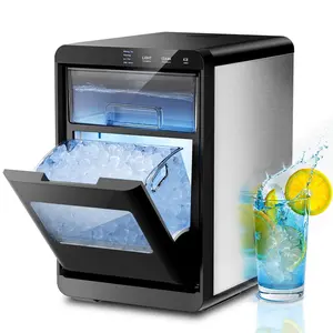 Nugget Ice Makers Countertop, 44Lbs/24H Crushed Ice Maker & Pebble Ice Machine, Pellet Ice Makers with Ice Scoop &Removable Basket,Sonic Countertop Ice Machine for Home/Kitchen/Office