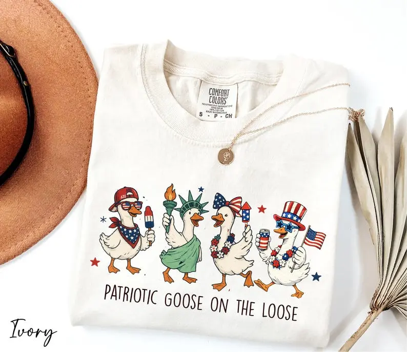 Patriotic Goose On The Loose Shirt, 4th of July Party Shirt, Independence Day Shirt, USA Goose Shirt, Comfort Colors Funny 4th of July Tee