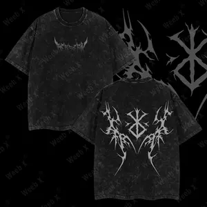 Weeb X -  Limited Edition Brand of Sacrifice - Berserk Anime Double Printed Oversize Lightweight Acid Washed Graphic Tee, Gift For anime lover berserk anime double print oversize