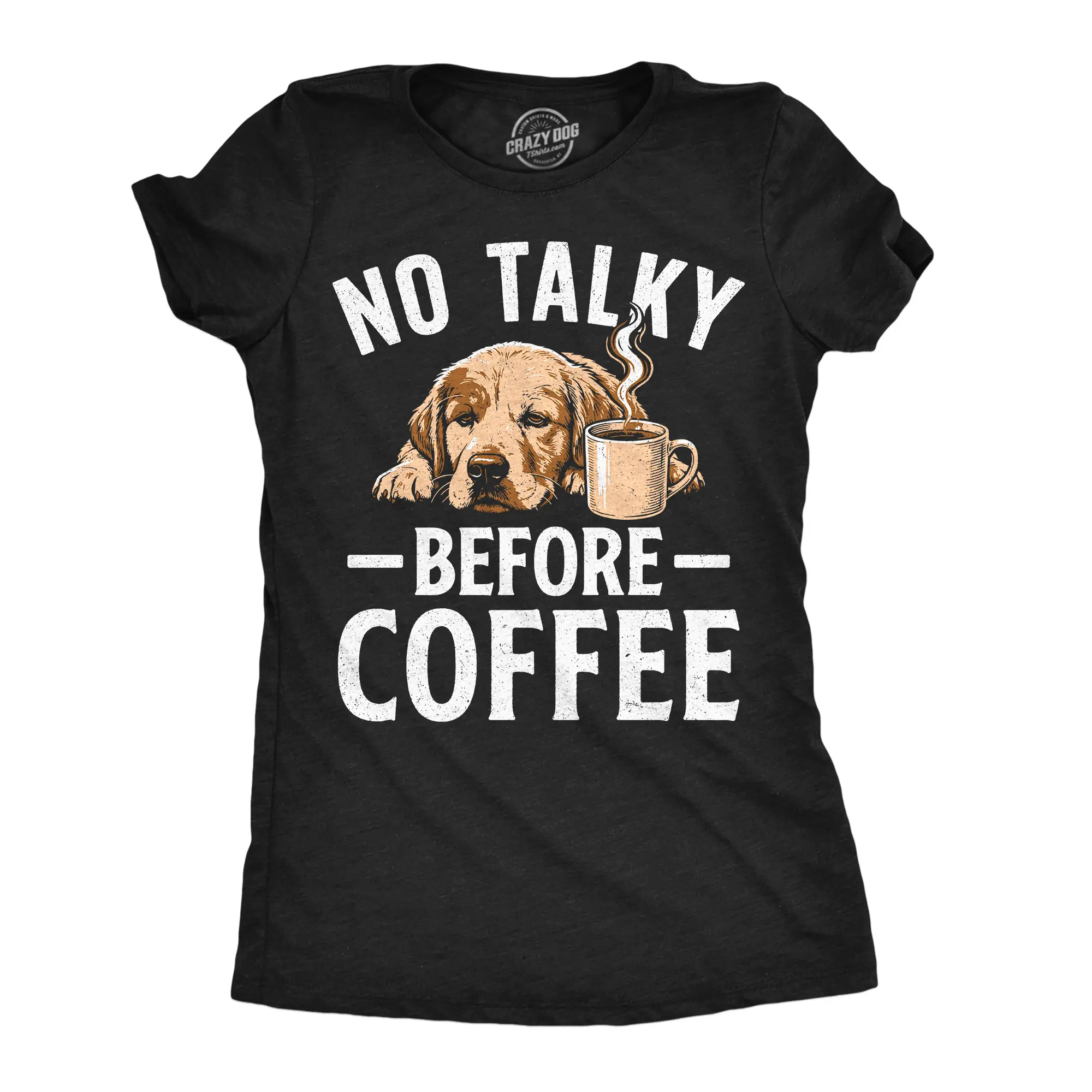 Womens Funny T Shirts No Talky Before Coffee Sarcastic Caffeine Lovers Tee For Ladies Funny Womens T Shirts Cute Vintage Fashion Casual Ladies T-Shirt Gift Dog Tops for Women Funny Coffee Top Women's Novelty Black - No