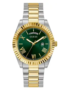 GUESS Male Two-Tone and Green Analog Watch