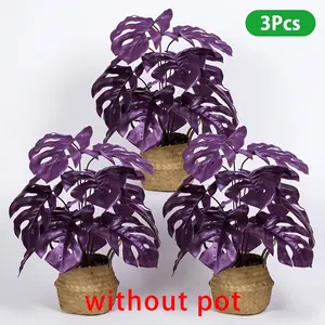 Realistic Artificial Turtle Back Bamboo Leaves Bouquet, Halloween Wedding Boho Decor, Plastic Tropical Palm Leaves, Home Office Garden Outdoor Decoration