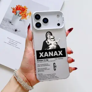 Simple XANAX pattern, light silver phone case, compatible with iPhone 17, 16, 15, 14, 13, and 12. Matte finish, shockproof protective case.