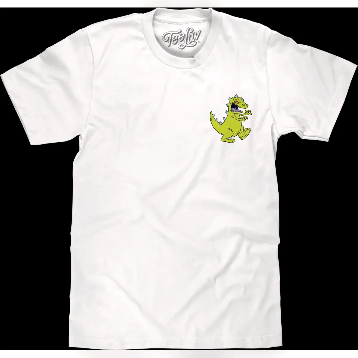 Men's Rugrats Reptar Front-and-Back Graphic T-Shirt - Round Neck, Short-Sleeve, Cotton, White, Aesthetic Streetwear Tshirt, All-Season Menswear Tops