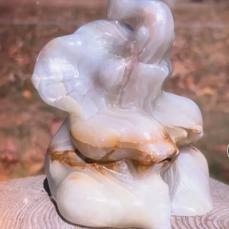 Natural Afghan Jade Elephant with Unique Banding Pattern, Smooth Finish, Ideal for Decorative Use