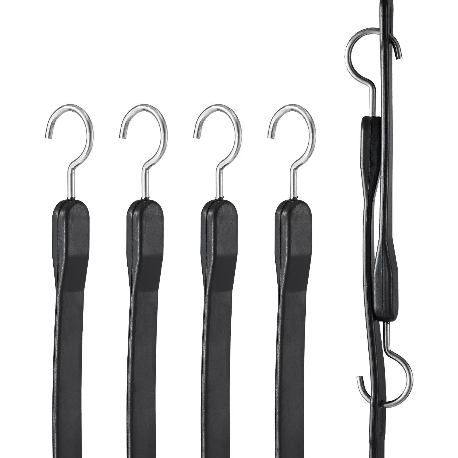 【Summerfinds】VEVOR 4 Pcs Flat Bungee Cord Set 20 mm Heavy Duty Bungee Straps with S-Hook 40"