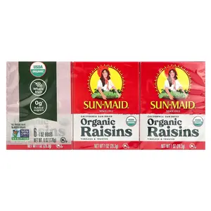 Sun-Maid California Sun-Dried Organic Raisins, 6 Boxes, 1 oz (28.3 g) Each