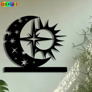 1pc Sun Moon Stars Metal Wall Art, Celestial Compass Statue Mural, Artistic Metalwork, Intricate Craftsmanship, Perfect for New Year, Housewarming Decor, Perfect for Living Room Patio Wall Studio Decor, Ideal Gift for Celestial Decor Enthusiasts.