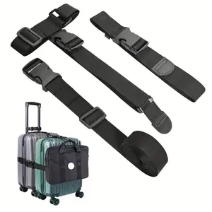 3pcs/set Heavy Duty Adjustable Luggage Strap Set, Durable Nylon Material, T-Strap with Quick Release Buckle for Safe Travel, Easy-to-Use