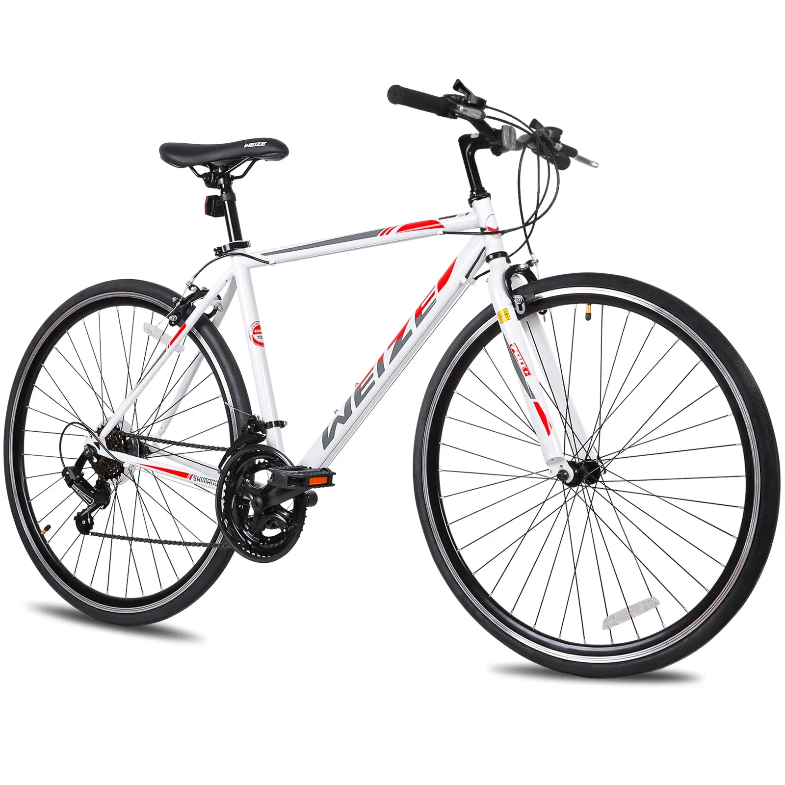 WEIZE 700C Hybrid Bike for Adults, 14 Speed Road Bike, City