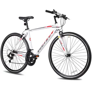 WEIZE 700C Hybrid Bike for Adults, 14 Speed Road Bike, City Commuter Bicycle with Caliper Brakes, High-Carbon Steel Racing Adult Bike, Urban Adult Bicycle for Men and Women, White