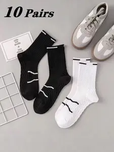 Men's Running Basketball Marathon Sporty Crew Socks, 10 Pairs Base, Anti-Odor Sweat-Wicking Breathable Durable Fitness Socks