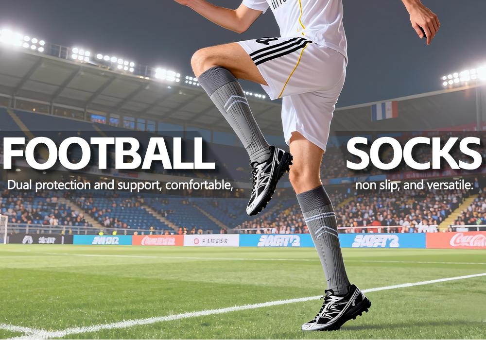 Men’s professional soccer socks, 3-pack—not only offering professional anti-slip cushioning but also featuring sweat-wicking breathable mesh, plus sports socks with a moisture-absorbing towel sole for strong support and breathability.