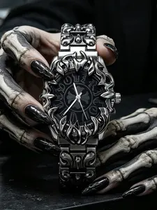 1pc Quartz Watch with Luminous Function, Fashion Luxury Round Case, Unisex Unique Design, Fashionable Analog Watch, Perfect for Valentine's Day, Father's Day, Halloween Gift