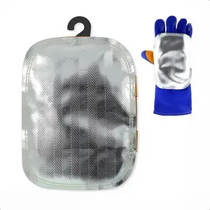 Hand Heat Shield High Temperature Hand Pad Split Cowhide Leather Aluminized Back Welding Gloves Welding Heat Deflector