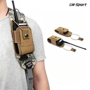 1Pc/3Pcs Tactical Walkie Talkie Pouch with Security Strap, Adjustable Universal Fit Durable Nylon Two Way Radio Holster, Quick Release Shoulder Strap Belt Mountable Radio Holder for Airsoft Hunting Security Camping