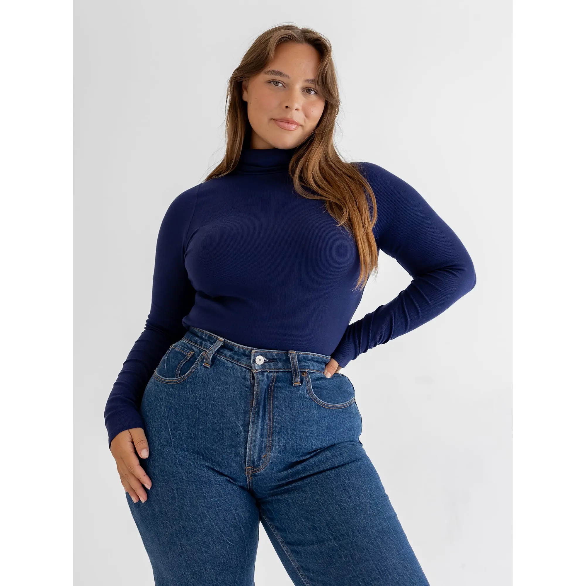 Turtleneck, Ribbed Navy
