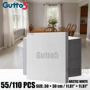 55 pieces/110 pieces set, thickened luxury retro wood grain floor tile, self-adhesive wood grain effect, PVC vinyl material floor, peel and paste DIY detachable, easy to install, kitchen and bathroom, wall and floor renovation and renovation-Gutto5