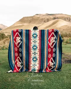 Blue Bear Alpaca Wool Blanket - Handmade Ecuadorian Artisan Craftsmanship, Soft Warm 80% Alpaca 20% Acrylic, Queen Size 74x94 Inches, Versatile & Durable